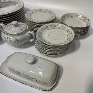 Complete Sheffield China Set For 8 Silver Rimmed