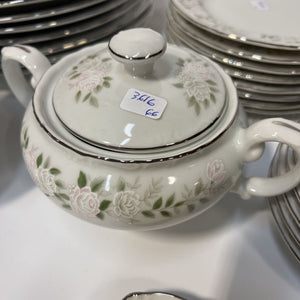 Complete Sheffield China Set For 8 Silver Rimmed