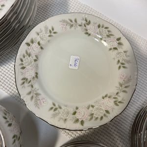 Complete Sheffield China Set For 8 Silver Rimmed