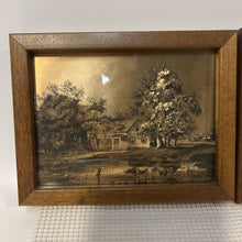 Load image into Gallery viewer, Pair of Currier &amp; Ives Etched Gold Foil