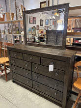 Load image into Gallery viewer, Rustic Brown Dresser w/Mirror 9 Drawer