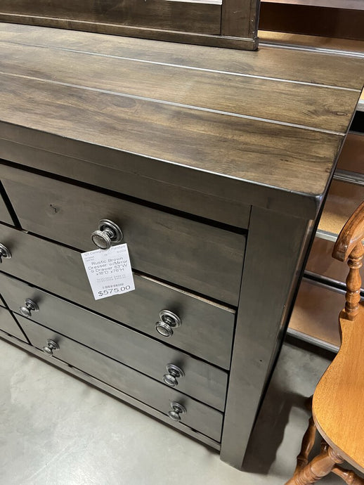 Rustic Brown Dresser w/Mirror 9 Drawer