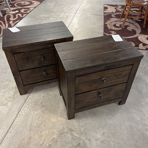 Rustic Brown Night Stand 2 Drawer