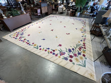 Load image into Gallery viewer, Large Woolmark Cream Rug w/Floral Accent