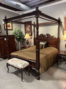 Ornate Wood Queen Canopy 4 Poster Bed