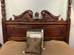 Ornate Wood Queen Canopy 4 Poster Bed