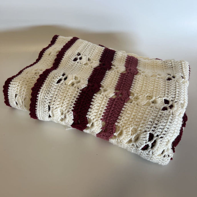 Large White/Maroon Afghan