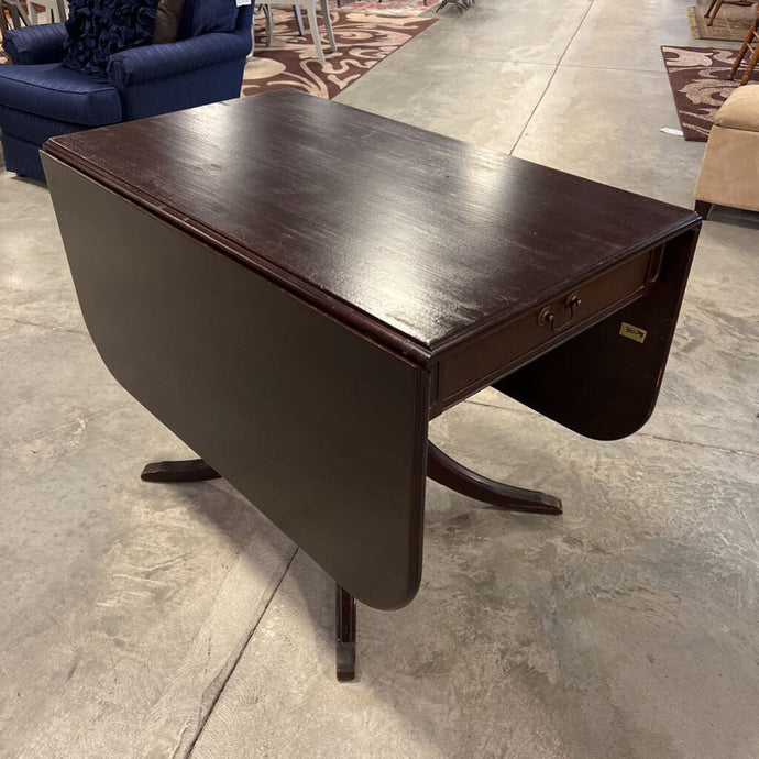 Dark Brown Drop Leaf Table w/2 Drawers