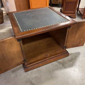 Leather Top End Table 2 Door