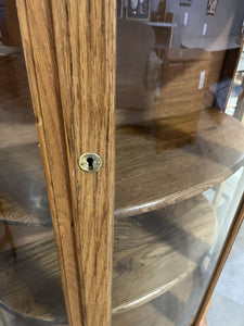 Oak Curio w/4 Shelf & Key