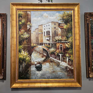 Framed Canvas Painting Venice Canal By Tiverdi