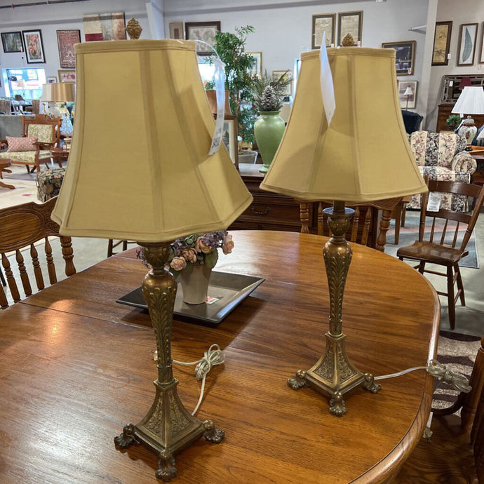 Brass Table Lamp w/ Beige Shade