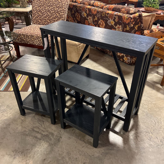 Dark Blue Nesting Counter Height Table w/2 Stools