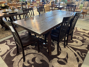 Farmhouse Style Walnut Table w/6 Chairs