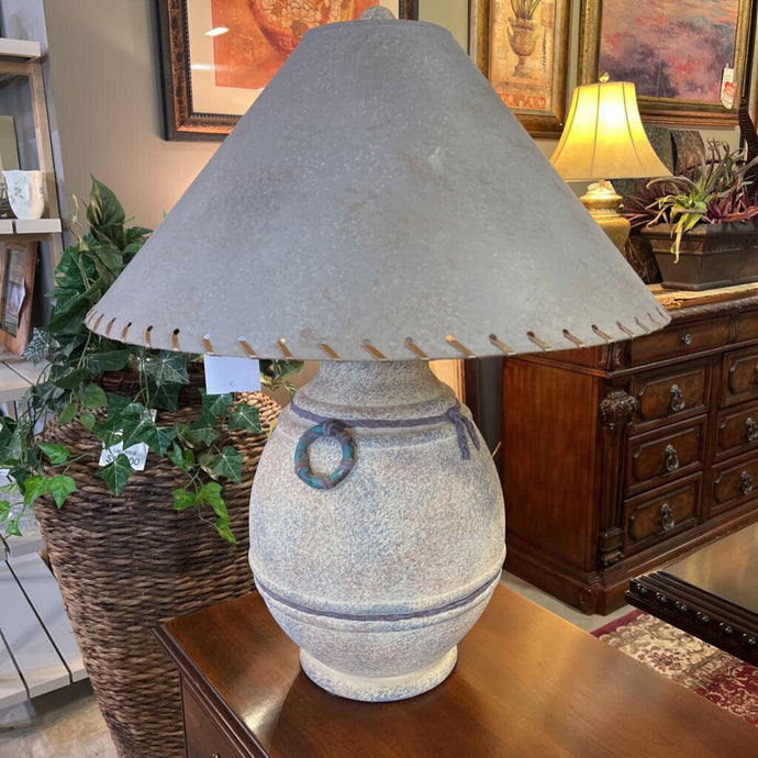 Southwest Style Table Lamp w/Grey Shade