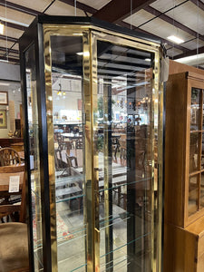 Brass Black/Gold 4 Shelf Display Cabinet w/Light