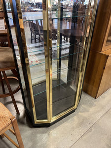 Brass Black/Gold 4 Shelf Display Cabinet w/Light