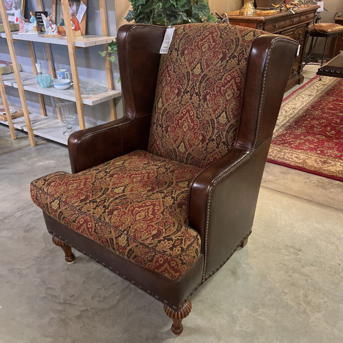 Brown Leather/Fabric Arm Chair