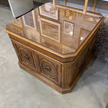 Load image into Gallery viewer, Thomasville Square Coffee Table w/2 Doors &amp; Glass Top