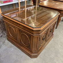 Load image into Gallery viewer, Thomasville Square Coffee Table w/2 Doors &amp; Glass Top