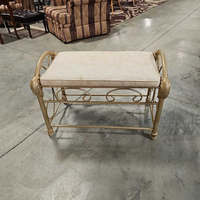 Gold Iron Bench w/Cushion