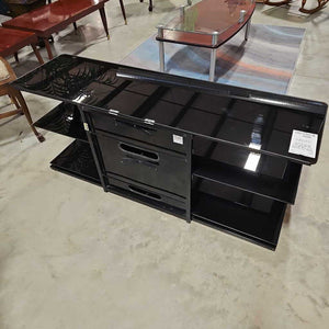 Bello TV Stand w 3 Tier Black Glass