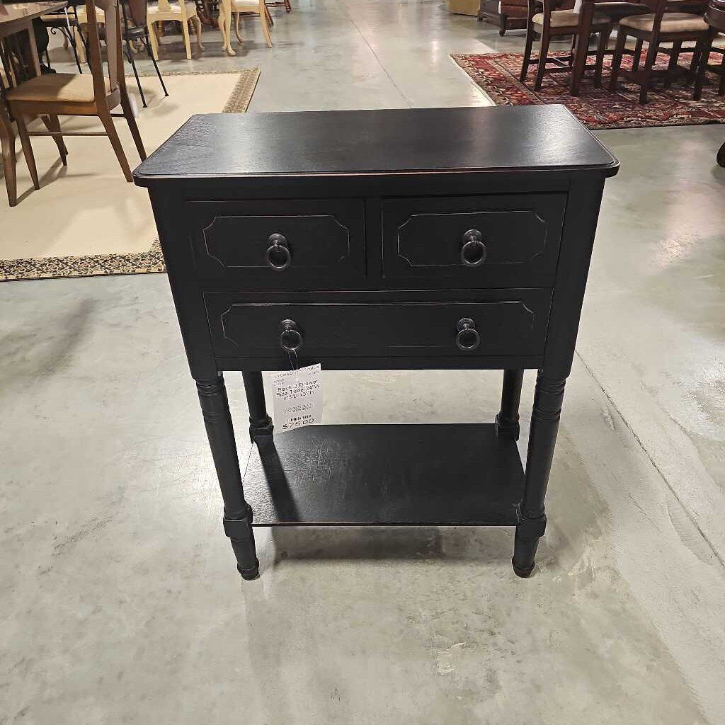 Black 3 Drawer Side Table