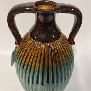 Teal Blue/Brown Vase w/Handles