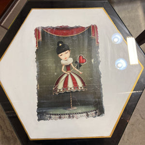 Carousel Girl Print on Accent Side Table w/Glass Top