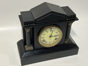 Ansonia Black Iron Mantle Clock w/Key