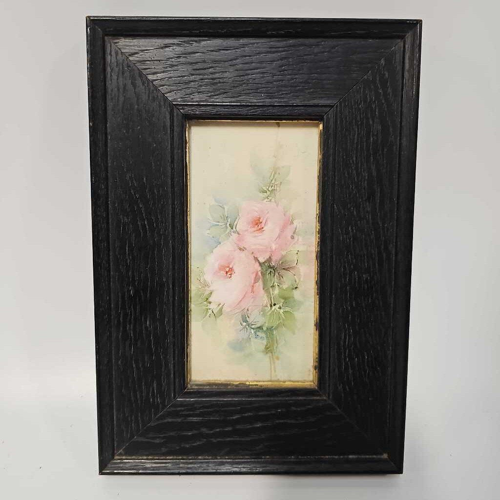 Framed Hand Painted Roses Trent Tile