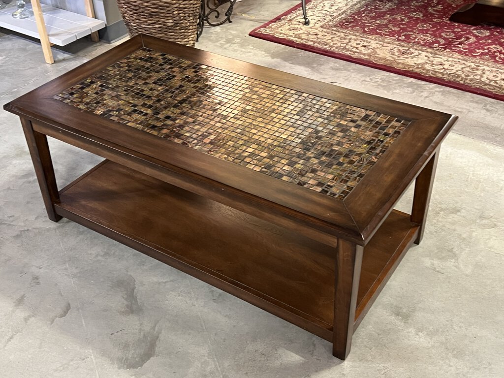 Coffee Table w/Copper Mosaic Tile Top