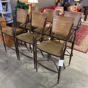 Metal Barstool w/Green Seat Wood Back