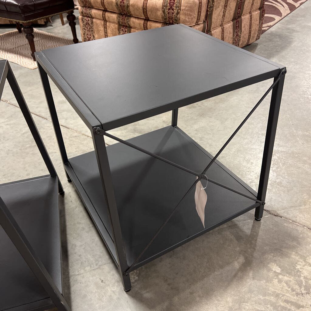 2 Tier End Table in Grey Metal