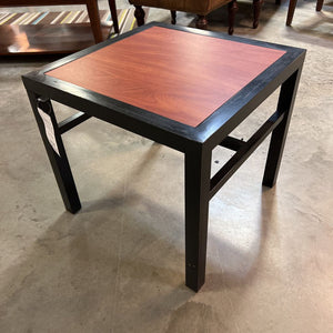 Black Metal Frame End Table w/Wood Tone Top