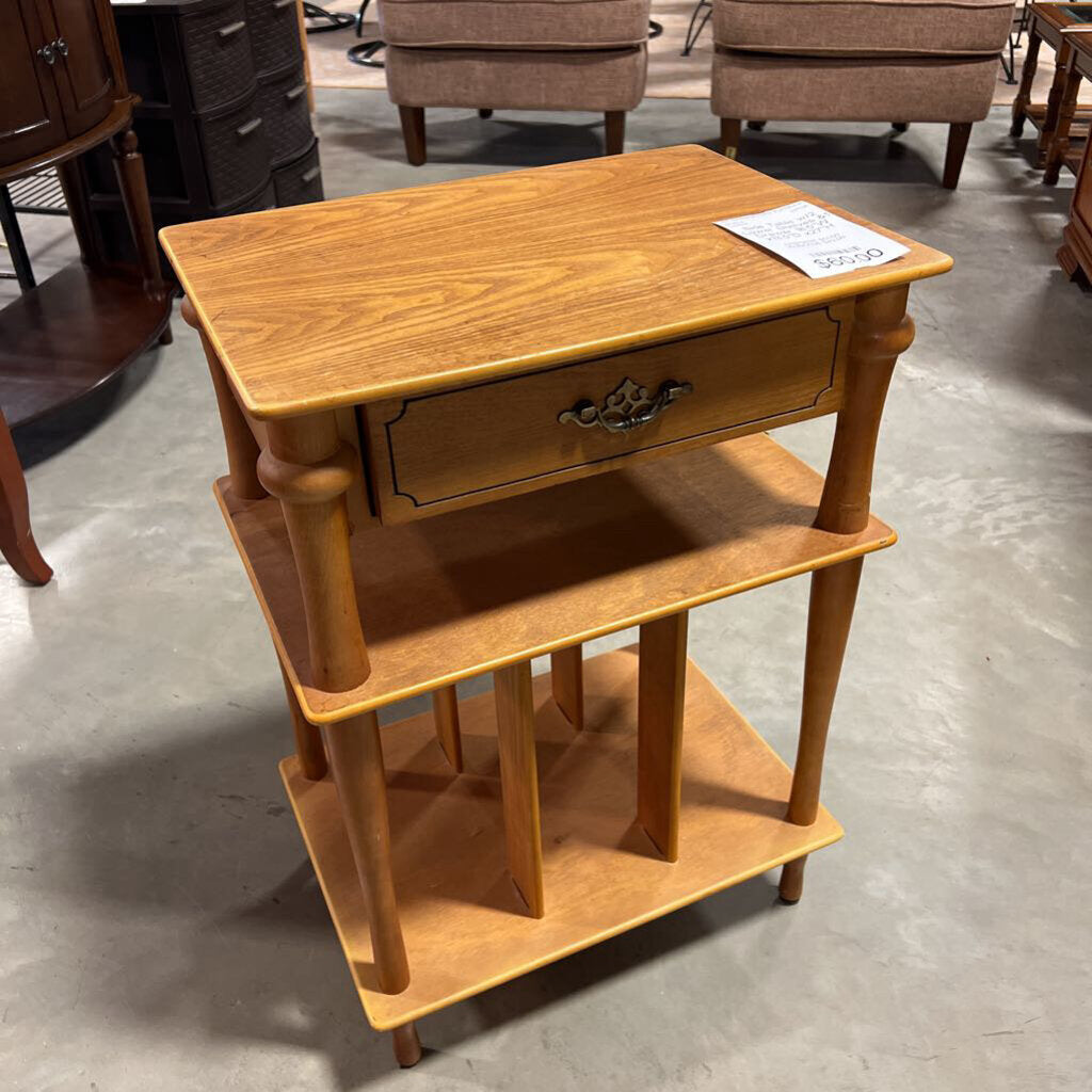 Side Table w/2 Lower Shelves &1 Drawer