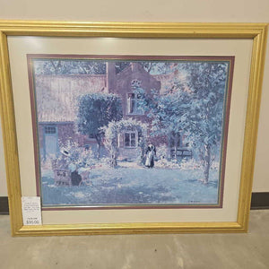 Gold Framed "Unpretentious Garden" by Gari Melchers