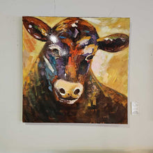 Load image into Gallery viewer, Colorful Cow on Canvas