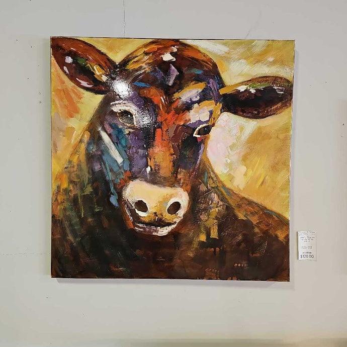 Colorful Cow on Canvas