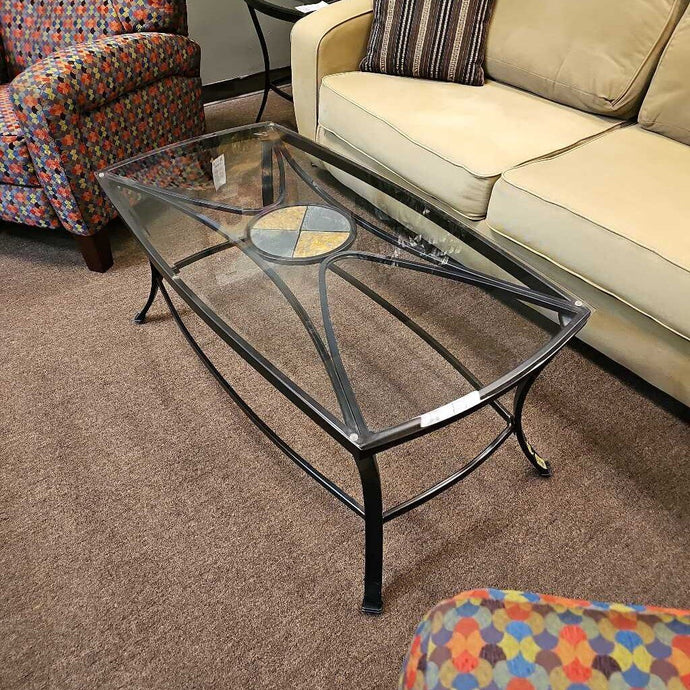 Coffee Table w/Metal & Glass Top