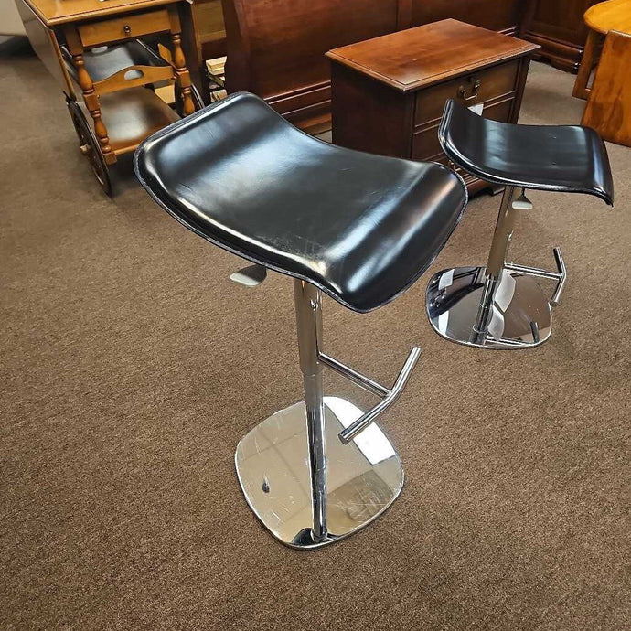 Black Leather & Chrome Adjustable Swivel Bar Stool