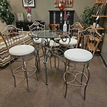 Load image into Gallery viewer, Metal Base Glass Top Tall Table w/4 Stools