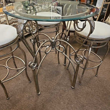 Load image into Gallery viewer, Metal Base Glass Top Tall Table w/4 Stools