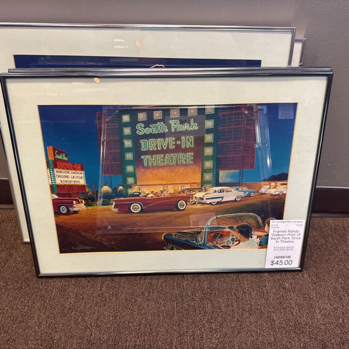 Framed Randy Welborn Print of South Park Drive In Theatre