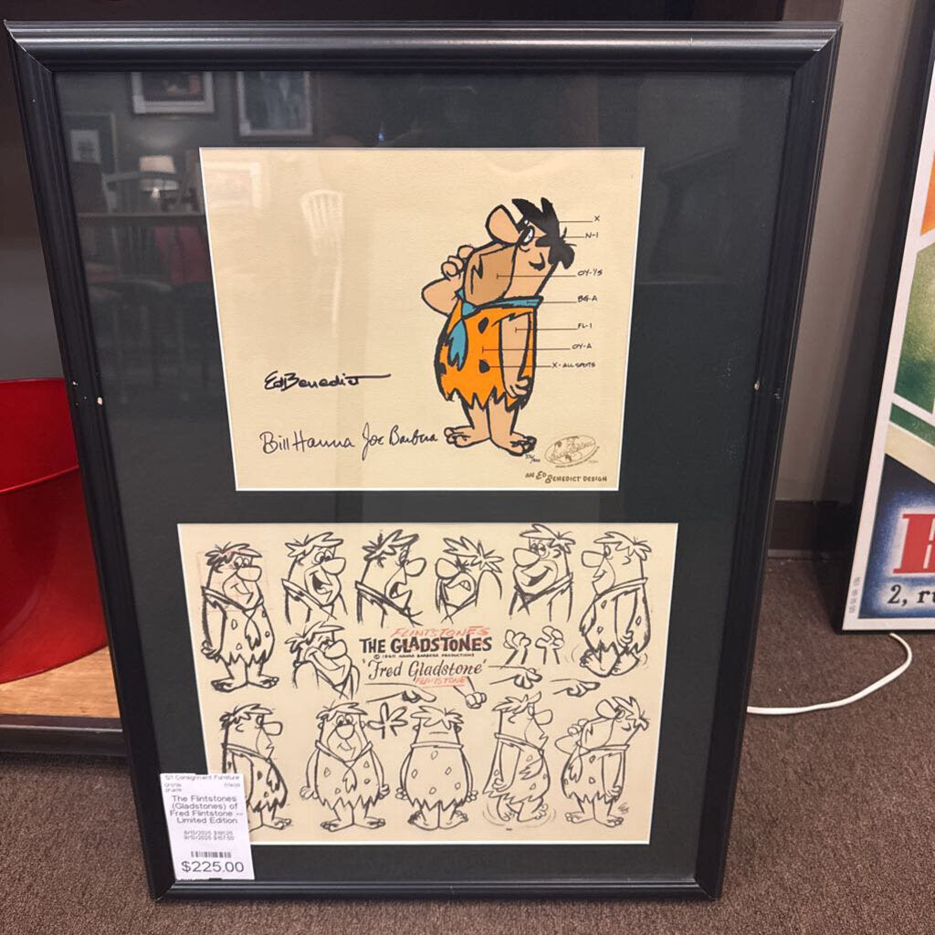 The Flintstones (Gladstones) of Fred Flintstone -- Limited Edition Model Sheet Signed by Bill Hanna, Joe Barbera, and Ed Benedict