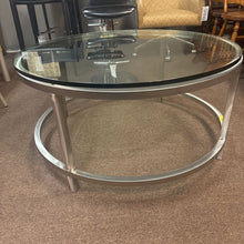 Load image into Gallery viewer, Round Silver Metal Base Table w/ Glass Top