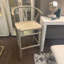 Load image into Gallery viewer, Grey Wooden Barstool w/ Rope Style Seat