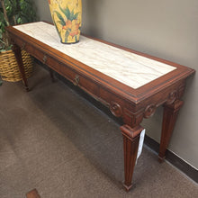 Load image into Gallery viewer, Dark Wood Marble Top Sofa Table