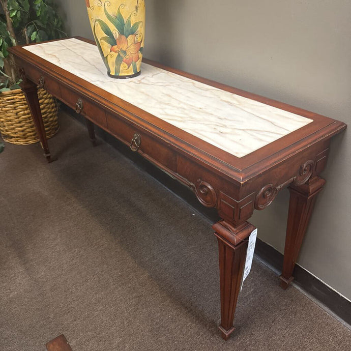 Dark Wood Marble Top Sofa Table
