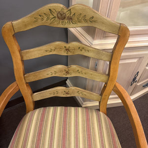 Ladder Back Arm Chair w/ Stripped Cushion
